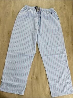 Ralph Lauren Light Blue sleep Pants with pink & White Pinstripes